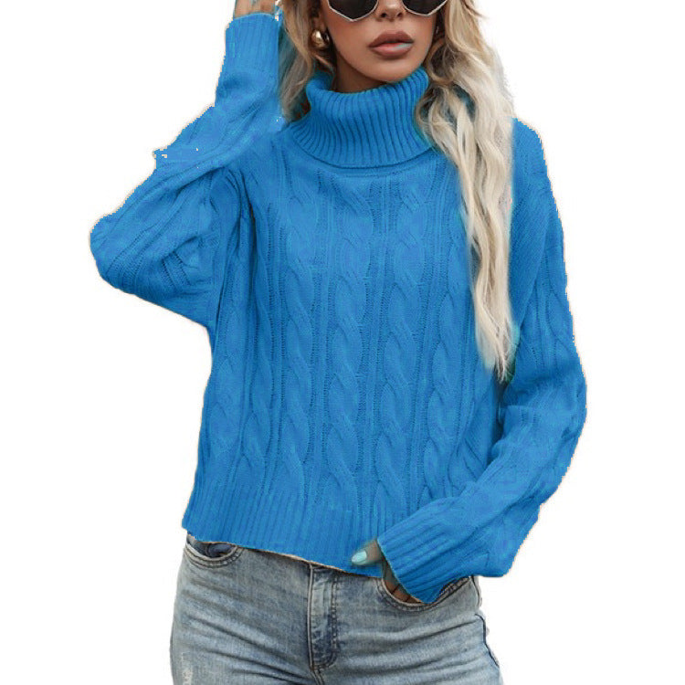 Damen Rollkragenpullover mit strukturiertem Zopfmuster und lässigem Schnitt ModeGeist
