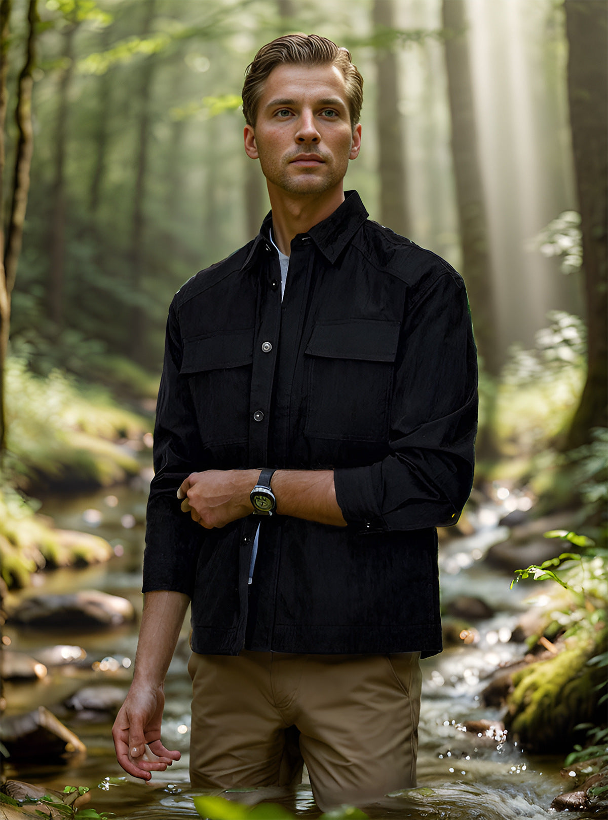 Herren lässige Hemdjacke mit praktischen Taschen ModeGeist