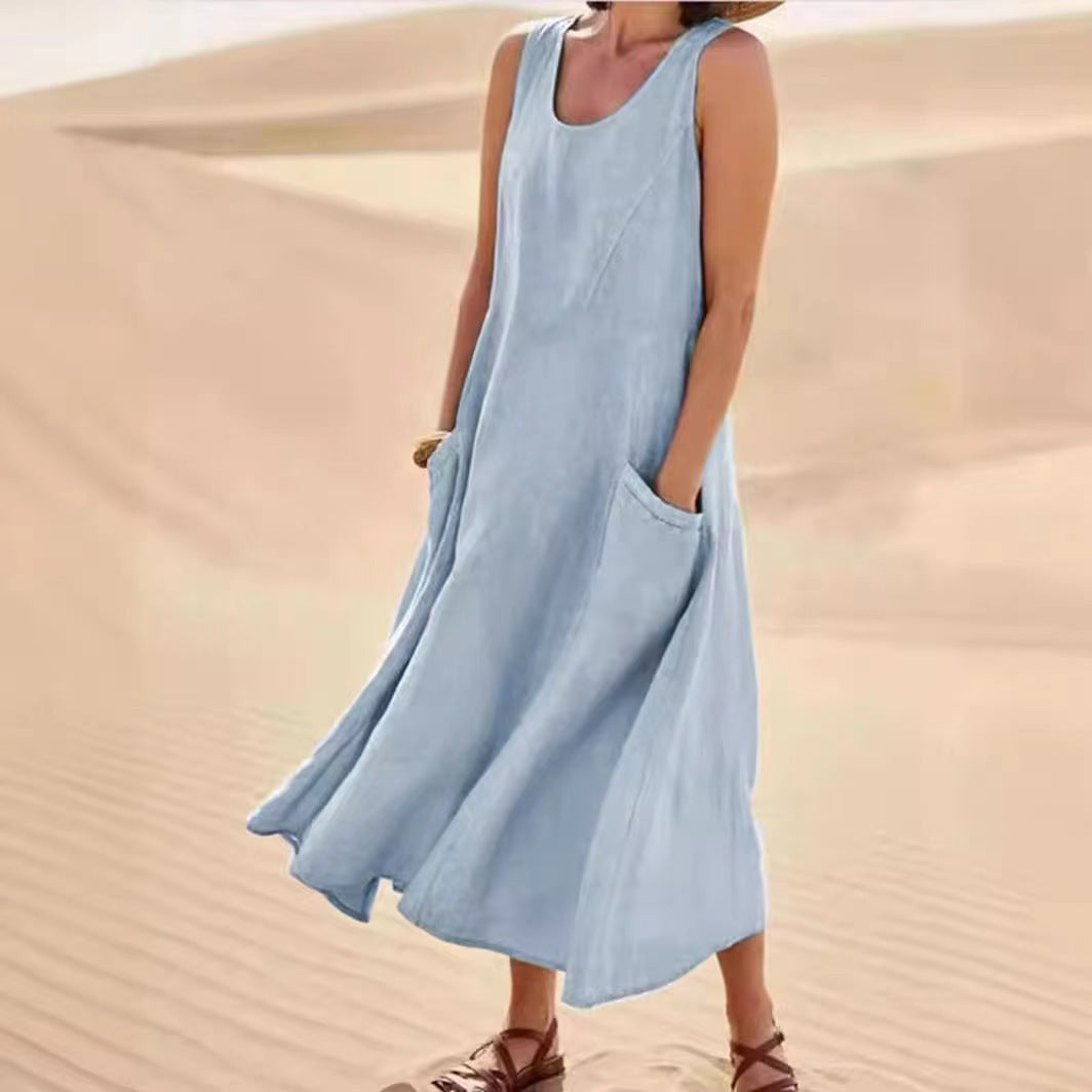 Damen Sommerliches Maxi-Kleid mit praktischen Taschen und lässigem Schnitt ModeGeist