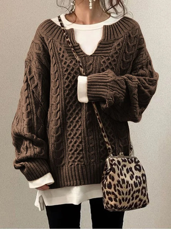 Damen Strickpullover mit strukturiertem Muster ModeGeist