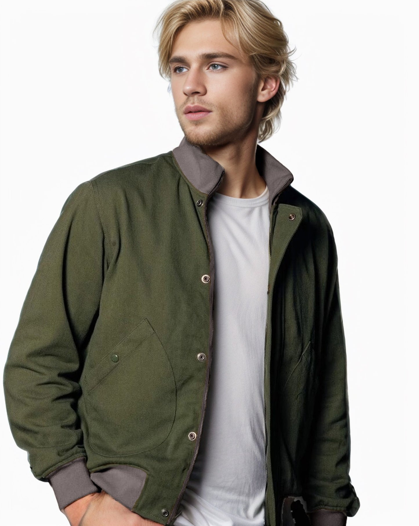 Herren lässige Übergangsjacke mit hohen Kragen und praktischen Taschen ModeGeist