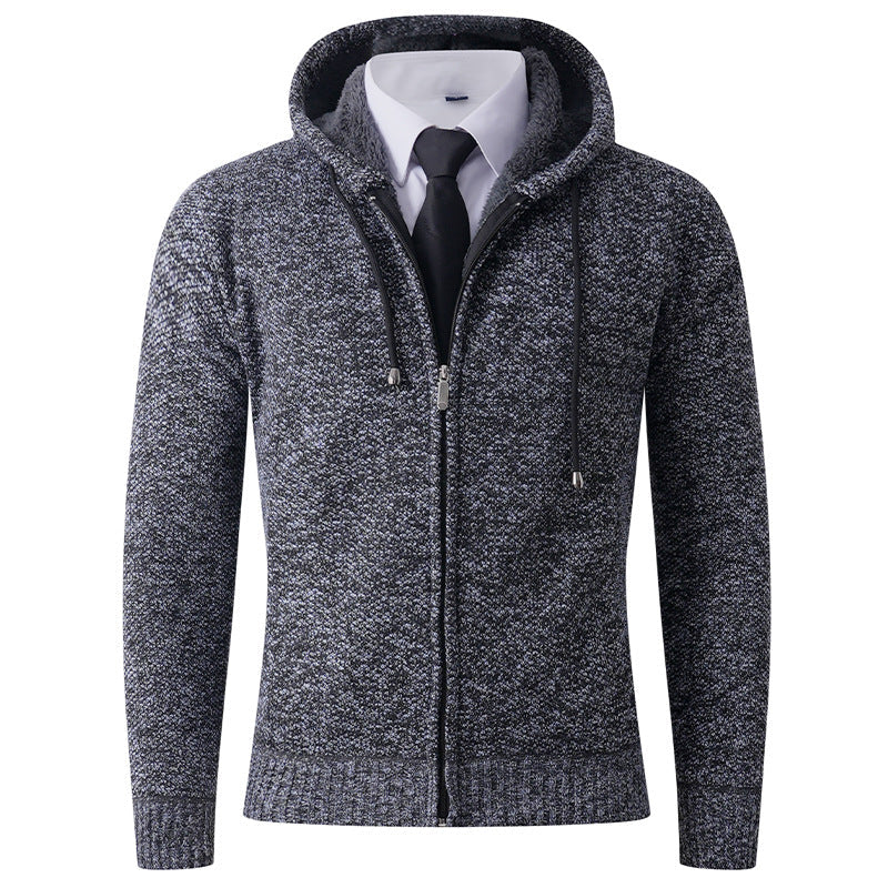 Herren Strickjacke mit Kapuze und strukturierter Verarbeitung ModeGeist