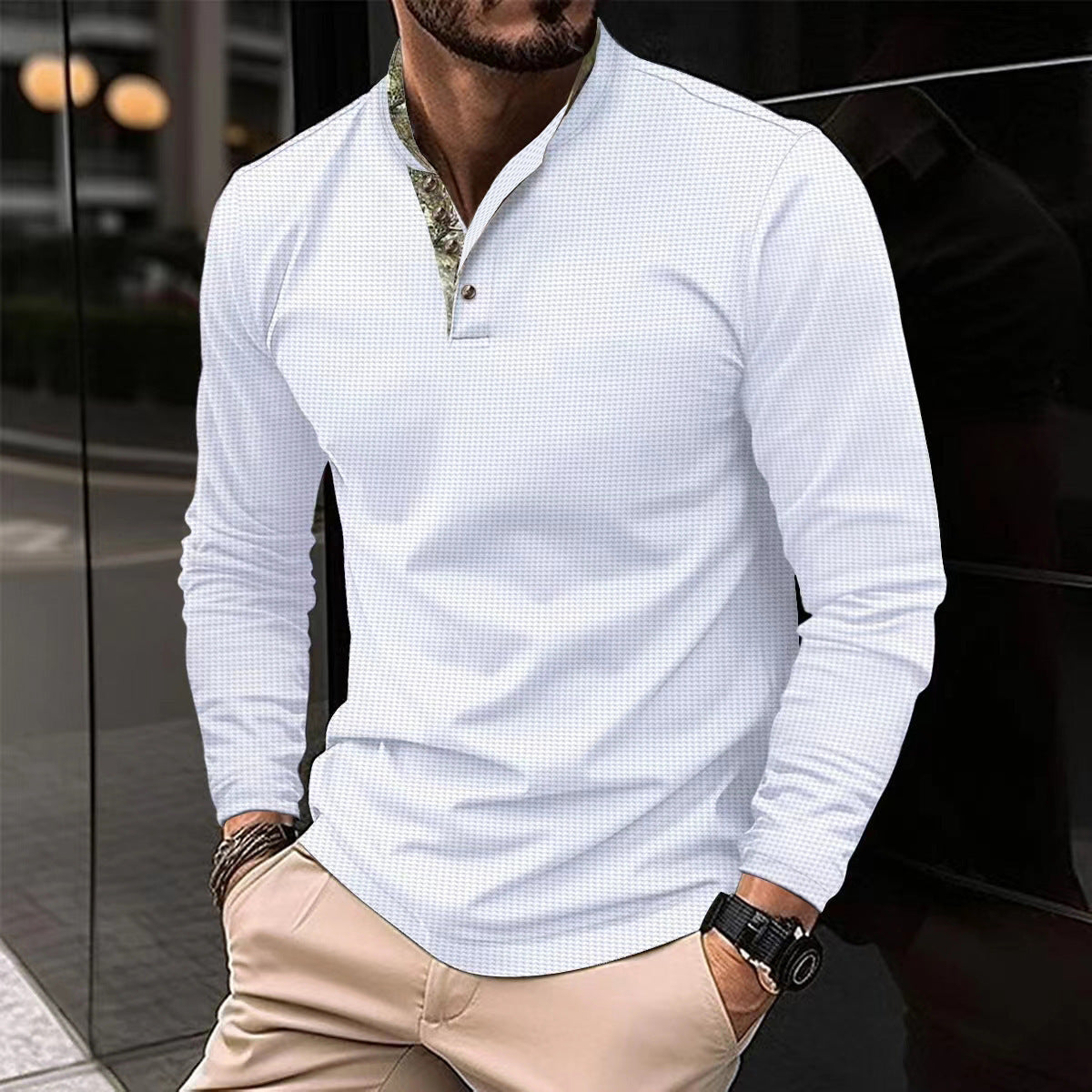 Herren Langarmhemd mit modernem Stehkragen und elegantem Design ModeGeist