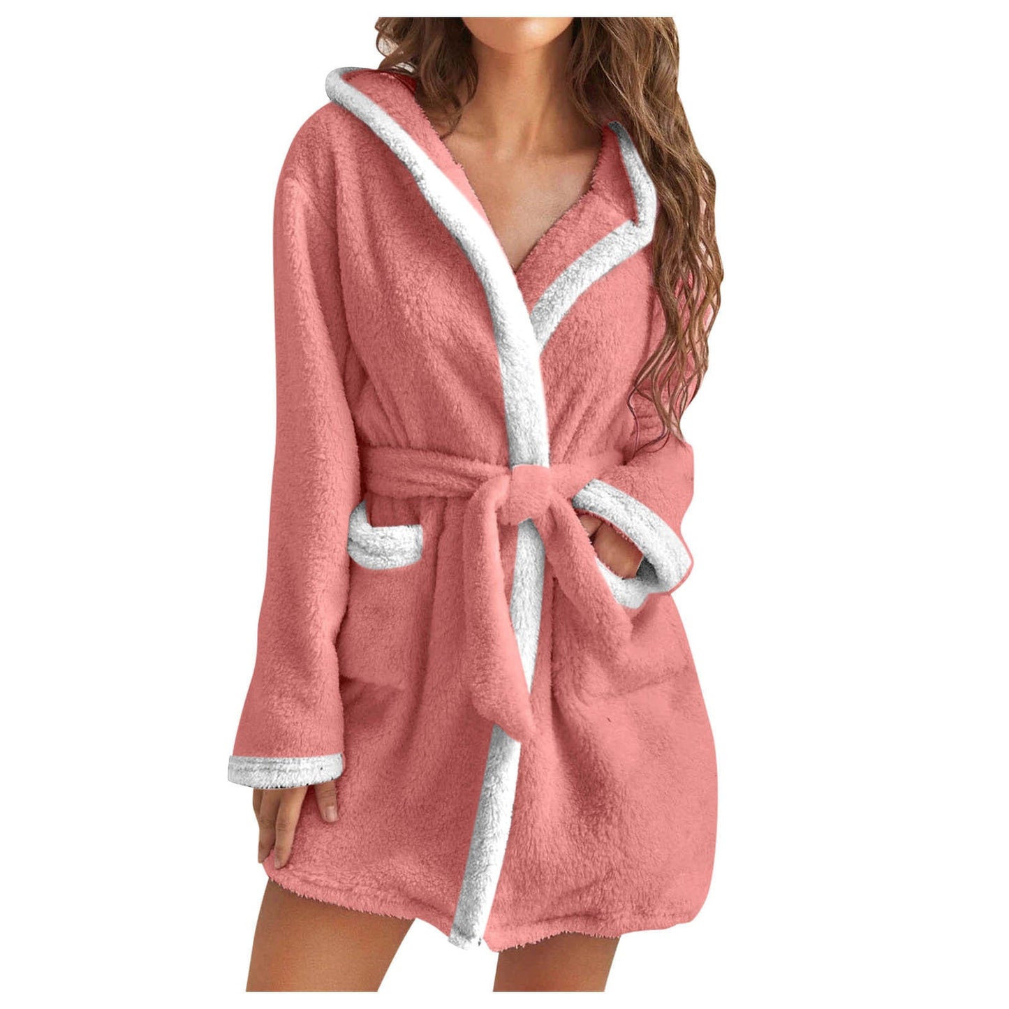 Damen Kuscheliger Bademantel mit weichem Sherpa-Futter und praktischen Taschen ModeGeist