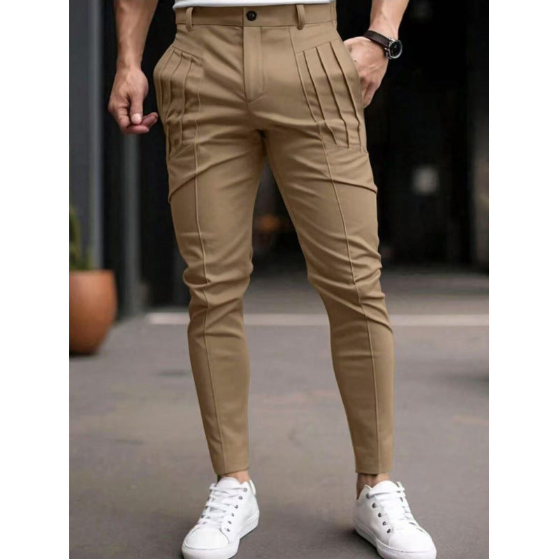 Herren stylische Slim-Fit Anzughose mit plissiertem Design ModeGeist