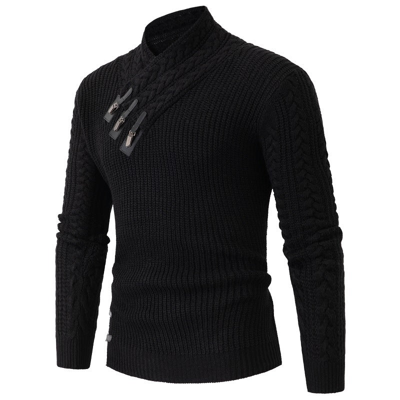 Herren Strickpullover mit elegantem Schalkragen und Zopfmuster ModeGeist