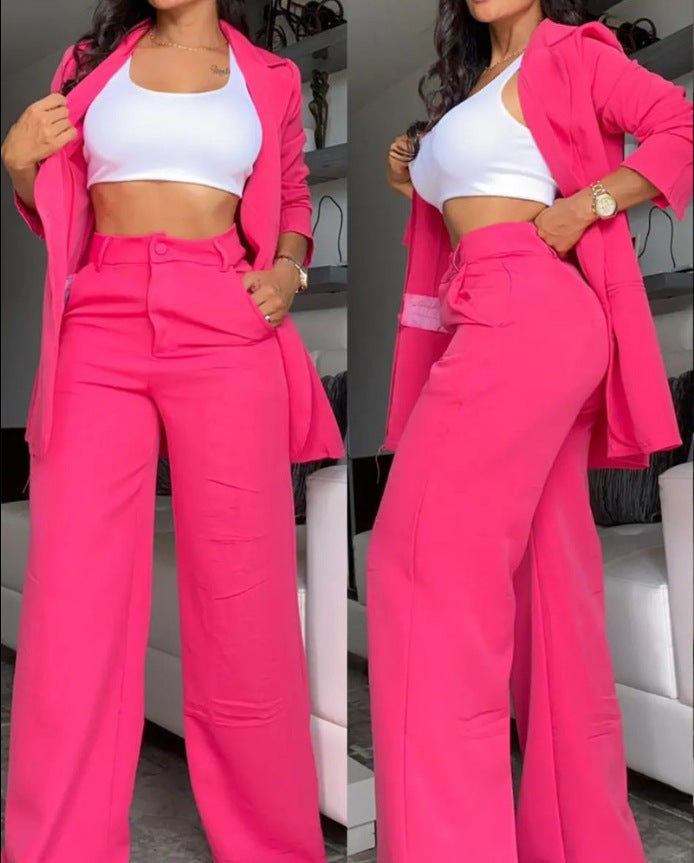 Damen elegantes und luftiges Blazer- und Hosen-Set ModeGeist