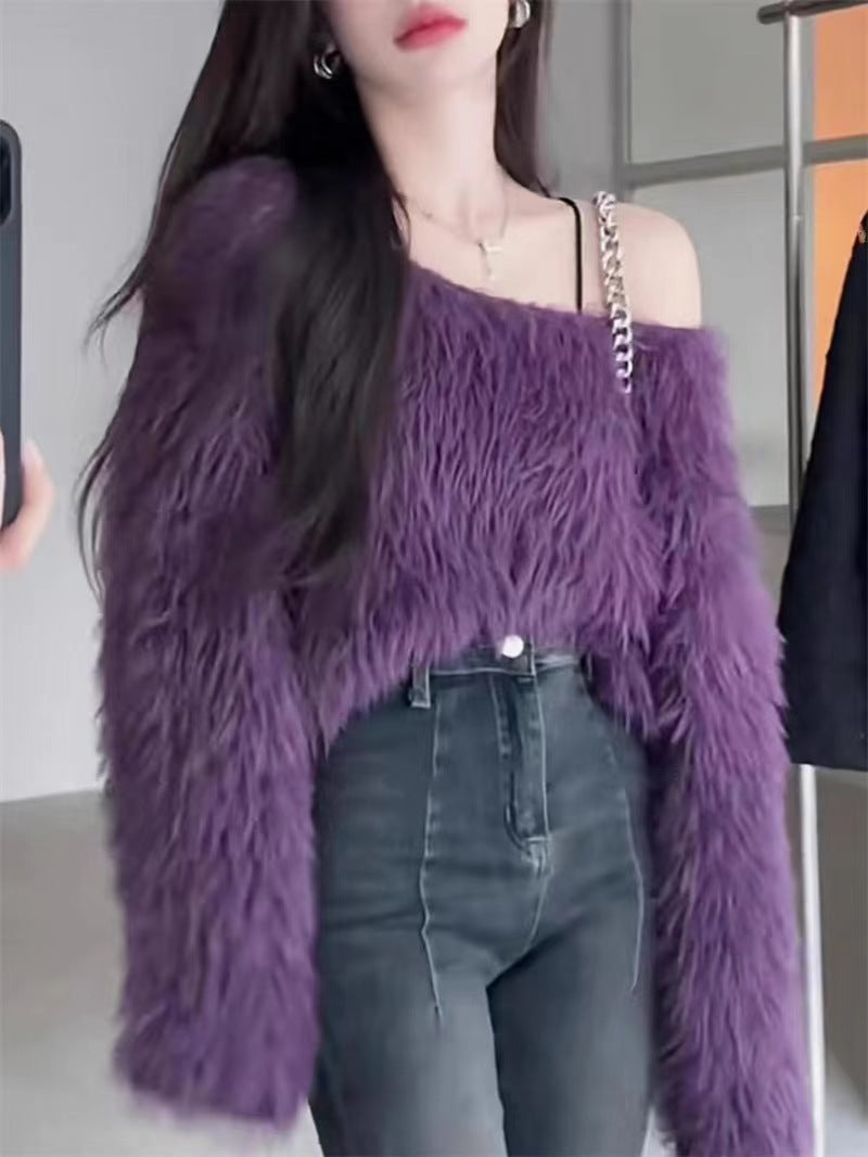 Damen Flauschiger Pullover mit lockerem Schnitt und weichen Ärmeln ModeGeist
