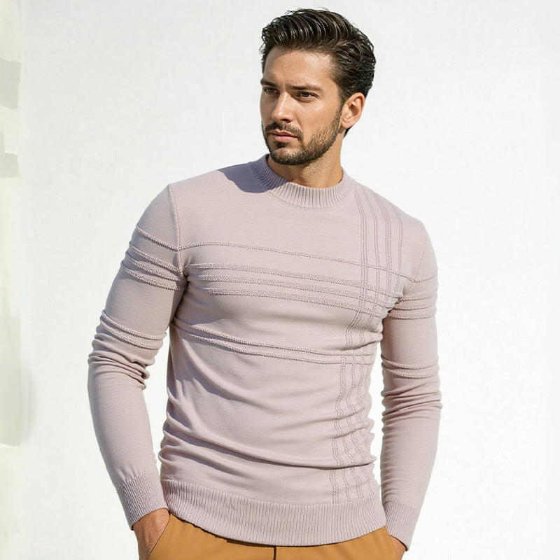 Herren Pullover mit modernem Strukturdesign und hohem Kragen ModeGeist