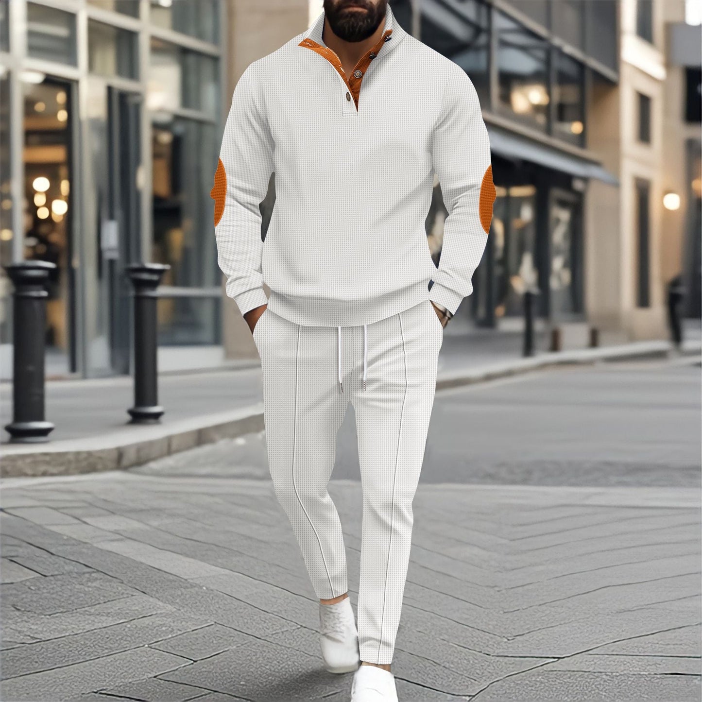 Herren sportliches Freizeitpullover- und Jogginghose-Set mit strukturierter Optik ModeGeist