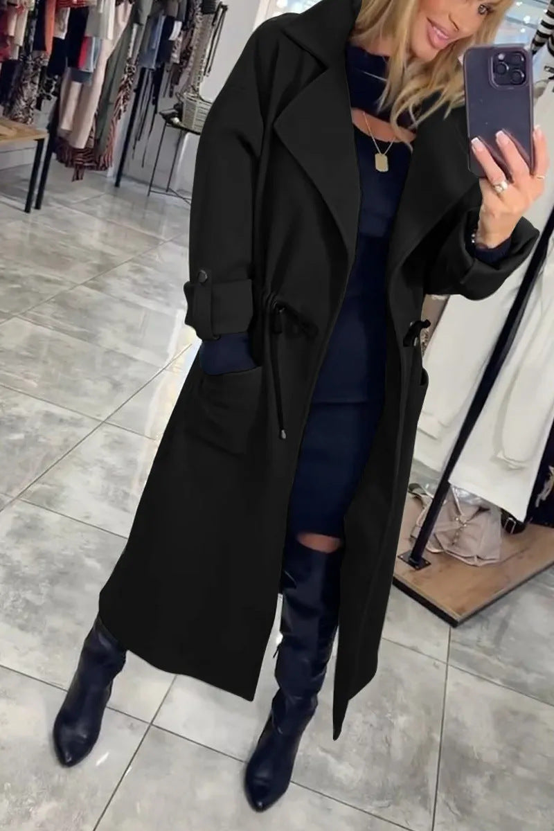 Damen Modischer Übergangsmantel mit Taillenkordel und praktischen Taschen ModeGeist
