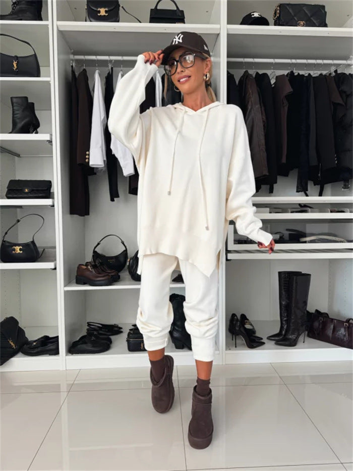 Damen gemütliches Hoodie- und Jogginghose-Set mit seitlichen Taschen ModeGeist
