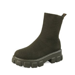 Damen trendige Stiefel mit hohem Schaft und robustem Plateau ModeGeist