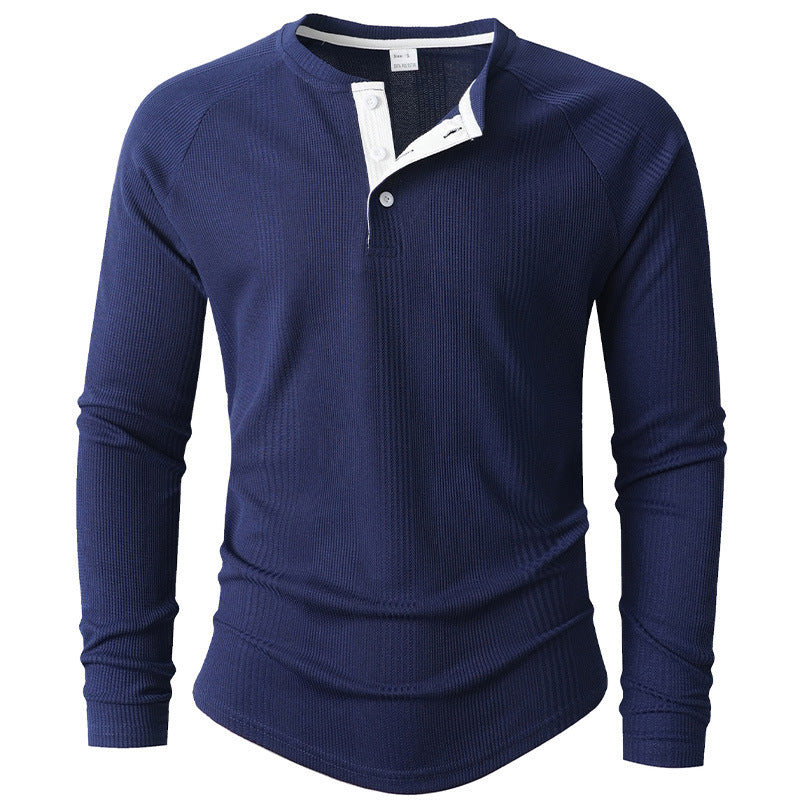 Herren Langarm Henley-Shirt mit strukturierter Oberfläche ModeGeist