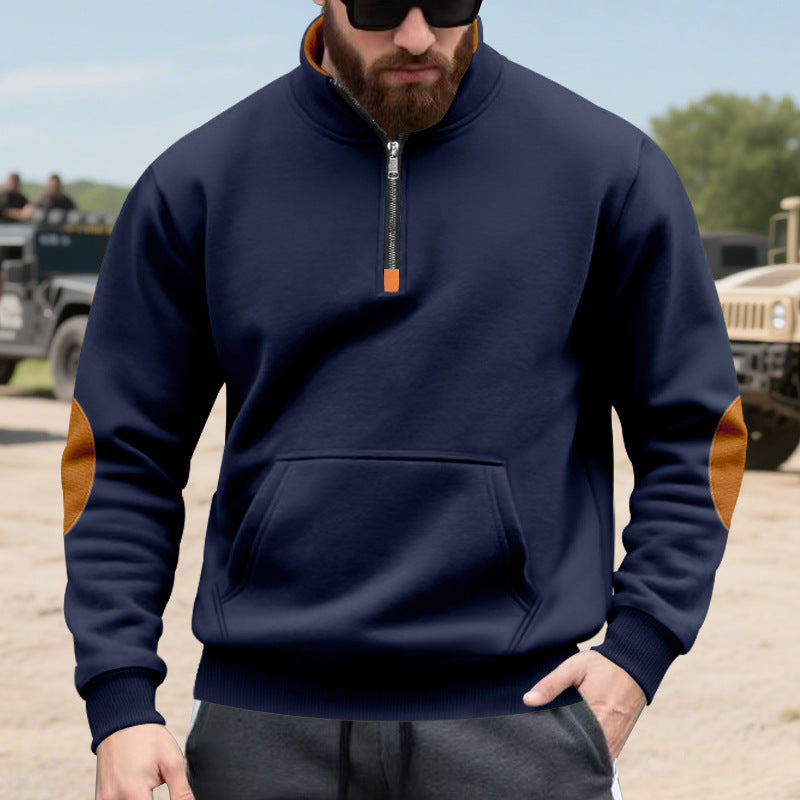 Herren Hoodie mit modischem Stehkragen und Kontrastdetails ModeGeist