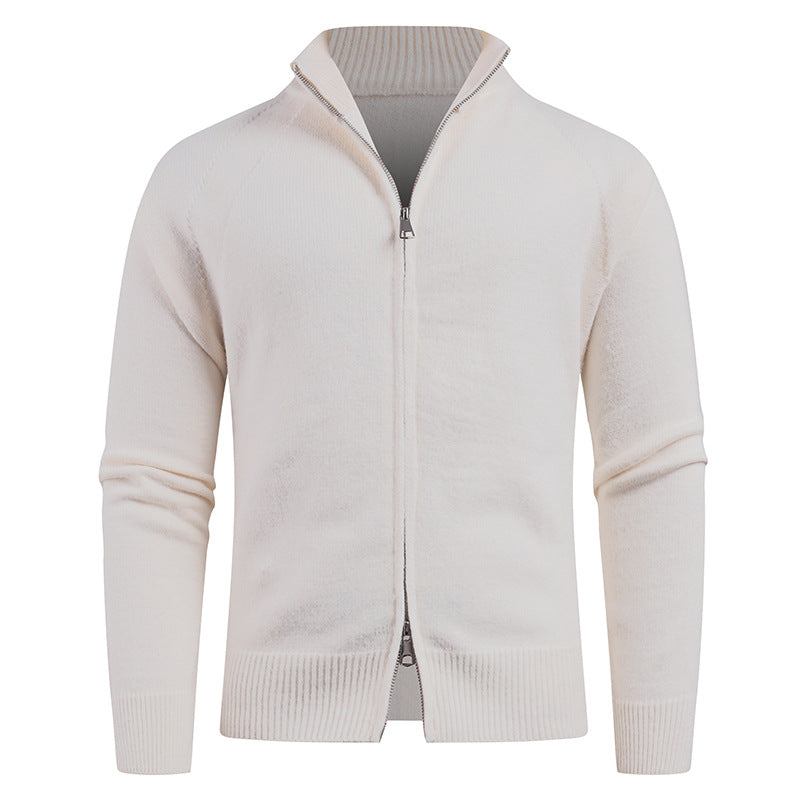 Herren hochwertige Strickjacke mit modernem Reißverschluss und hochgezogenem Kragen ModeGeist