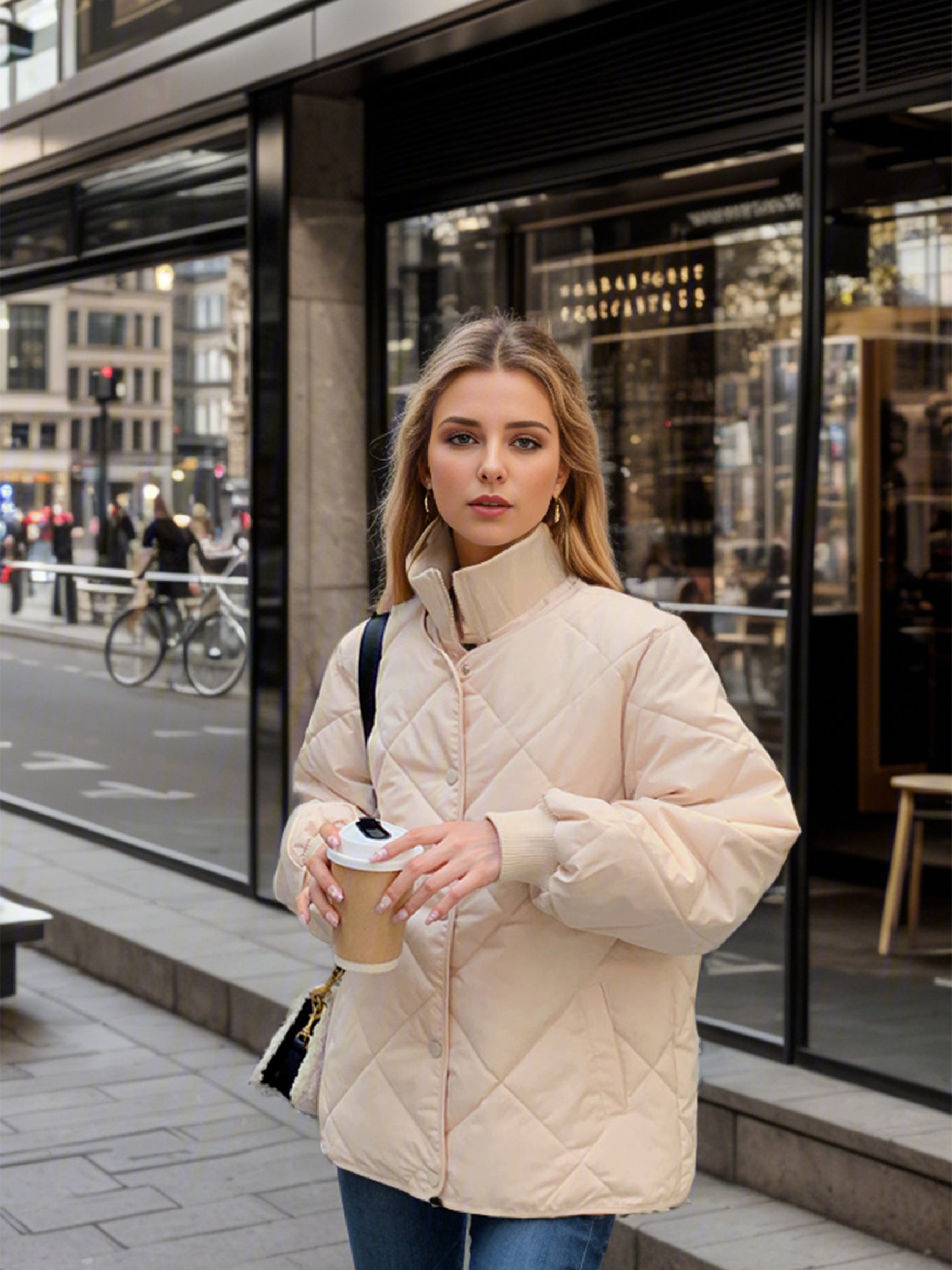 Damen gesteppte Übergangsjacke mit elastischen Bündchen und praktischen Taschen ModeGeist