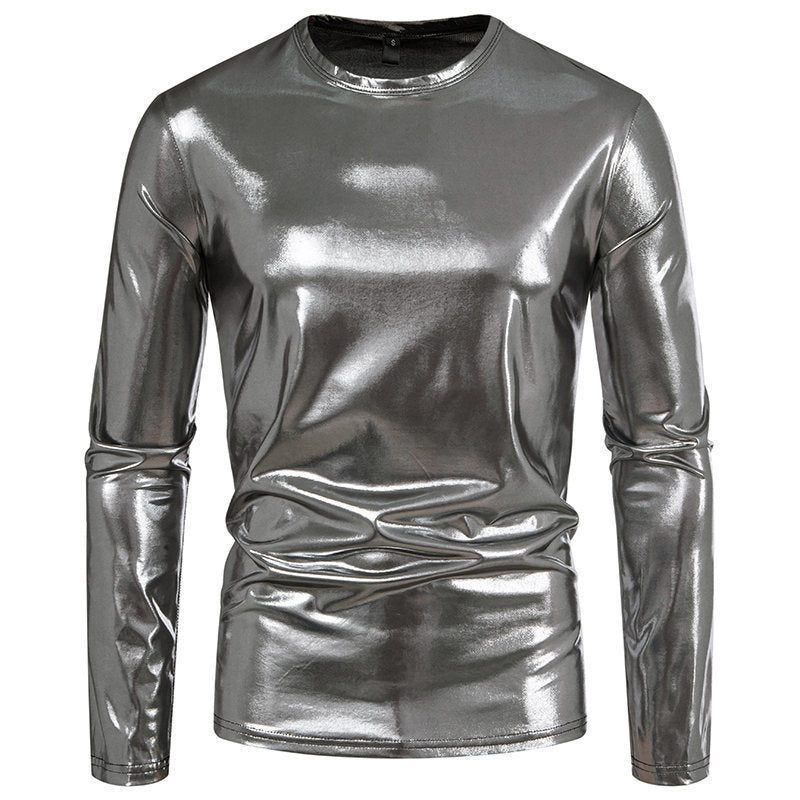 Herren langärmliges Shirt aus glänzendem Stretch-Stoff ModeGeist