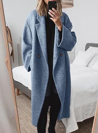 Damen Oversized Bouclé-Mantel mit doppelter Knopfleiste ModeGeist