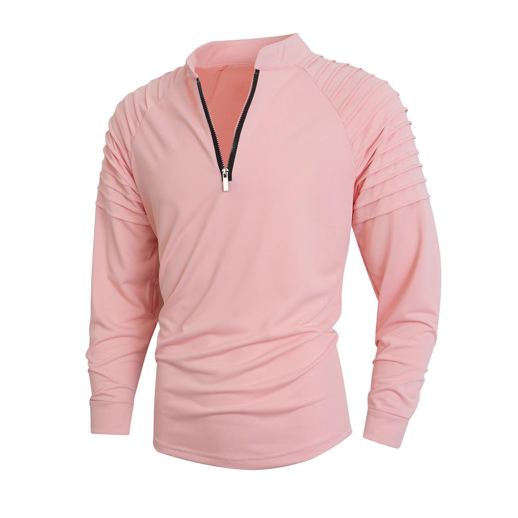 Herren Langarmshirt mit modernem Stehkragen und Reißverschluss ModeGeist