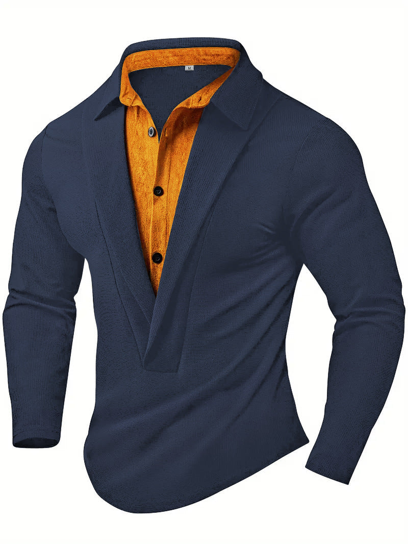 Herren Elegantes Langarmhemd mit modernem Kragen und texturiertem Design ModeGeist
