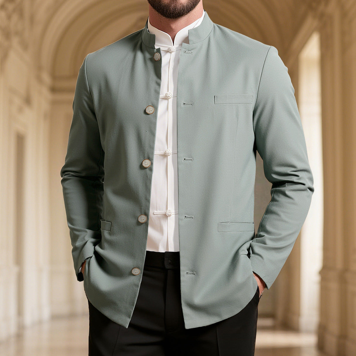 Herren modischer Stehkragenblazer ModeGeist