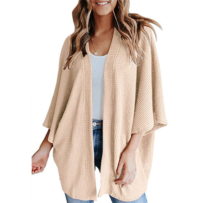Damen lässiger Strickjacke im Waffelmuster ModeGeist