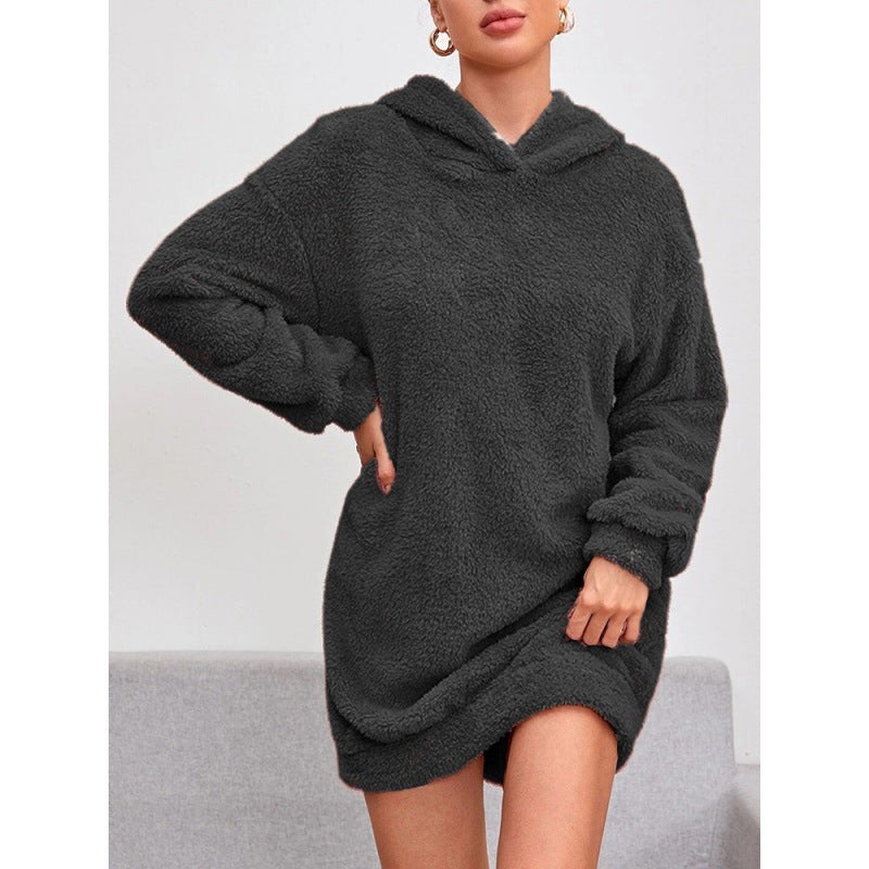 Damen Kuscheliger Oversize-Hoodiekleid aus weichem Fleece ModeGeist