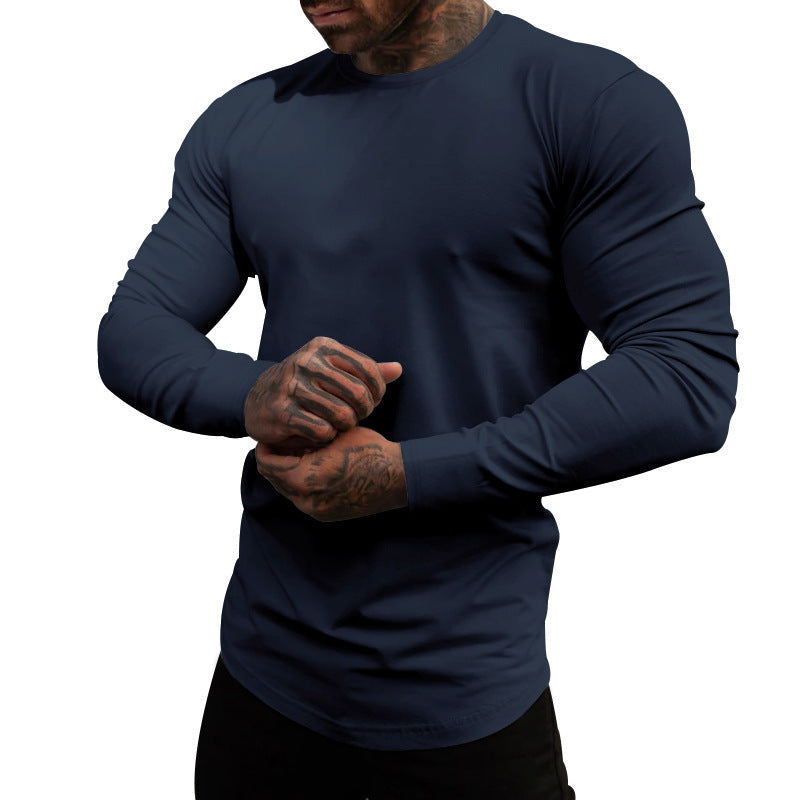 Herren Langarmshirt aus weichem, elastischem Baumwollmix mit Rundhalsausschnitt ModeGeist