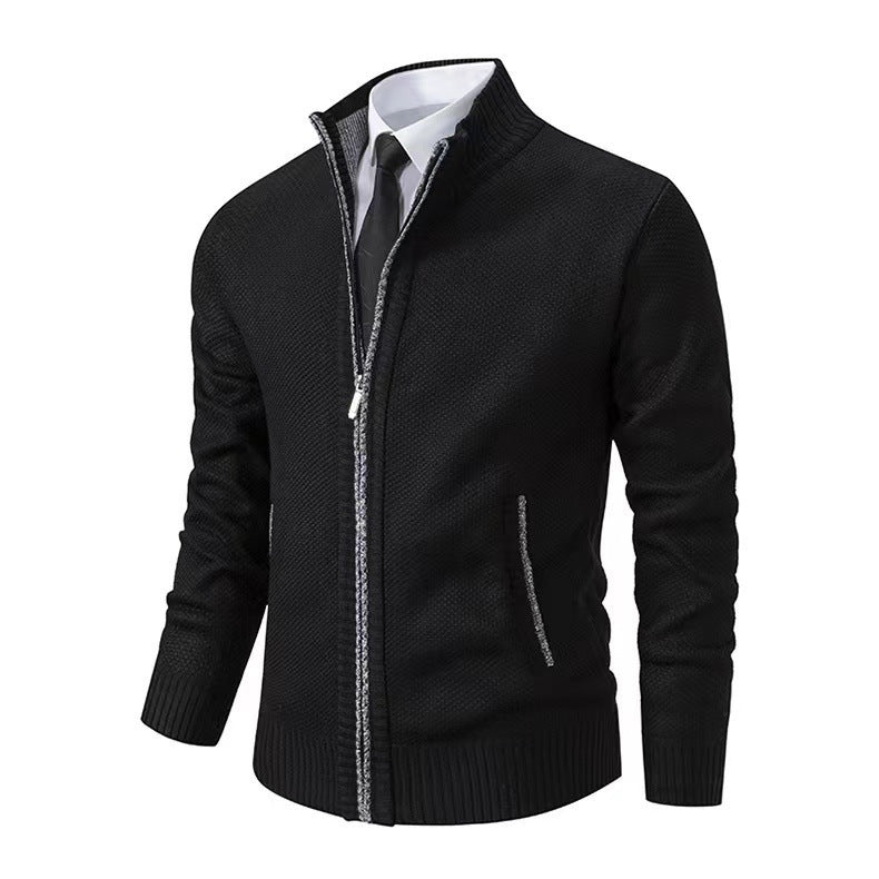 Herren modische Strickjacke mit hohem Kragen und eleganten Kontrastdetails ModeGeist