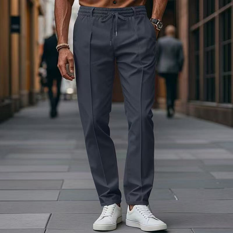 Herren elegante Freizeit-Hose mit elastischem Bund und seitlichen Eingrifftaschen ModeGeist