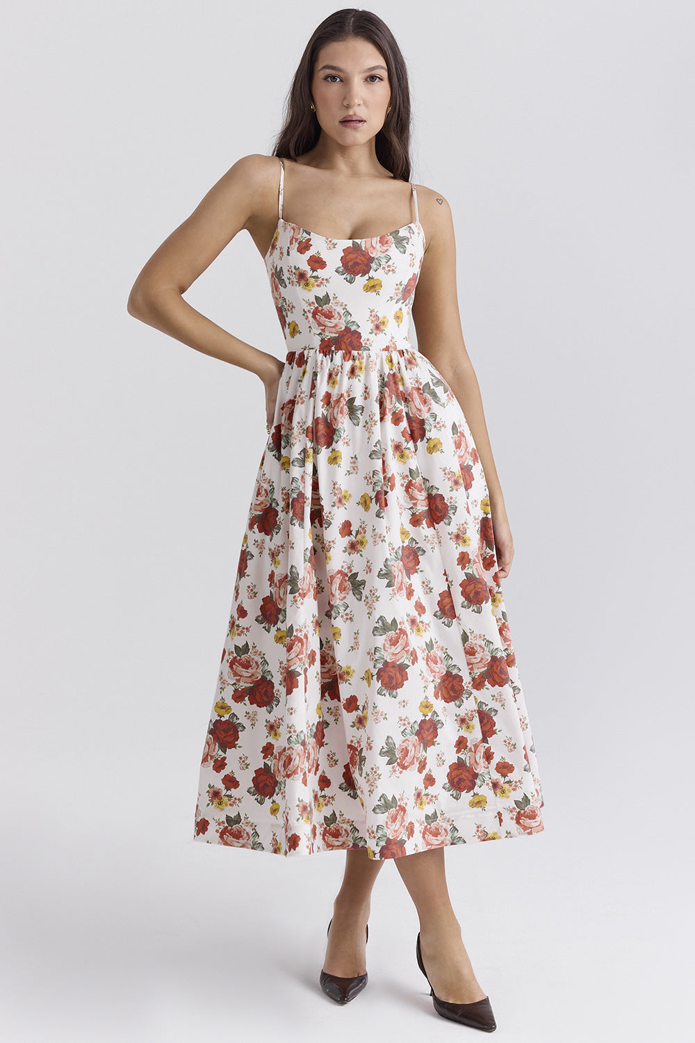 Damen Maxikleid mit schmalen Trägern und schwingendem Rock ModeGeist