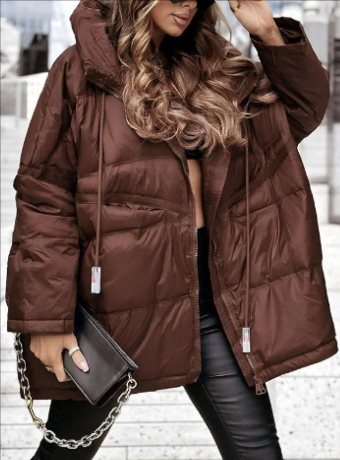 Damen Oversized Steppjacke mit praktischen Taschen und hohem Kragen ModeGeist