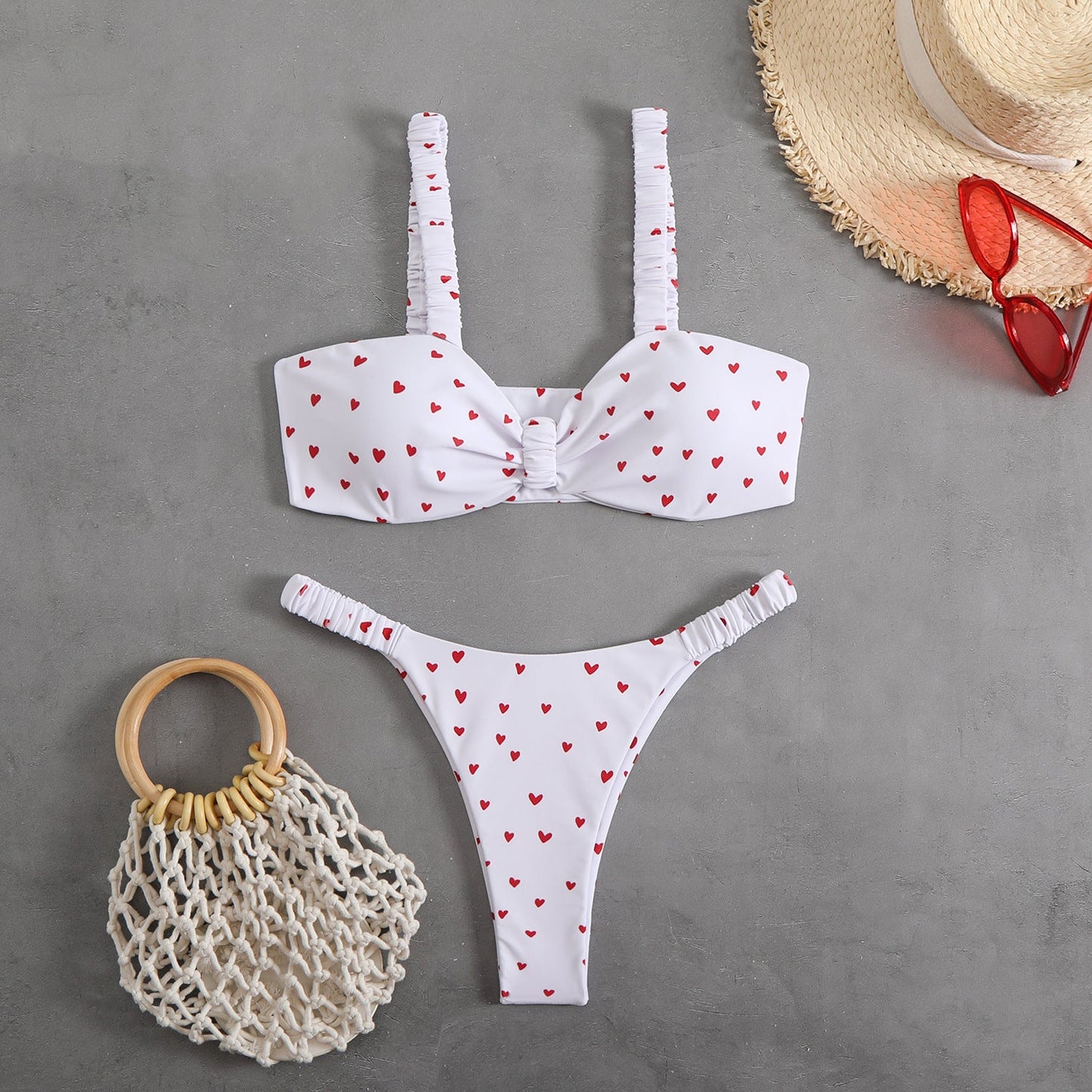 MODEGEIST Floral Print Bralette and High-Cut Bikini Bottom Set for Women