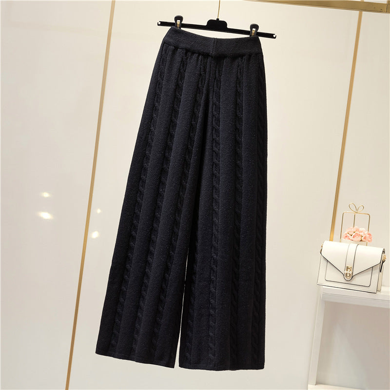 Damen Strickweite Palazzo-Hose mit Zopfmuster ModeGeist