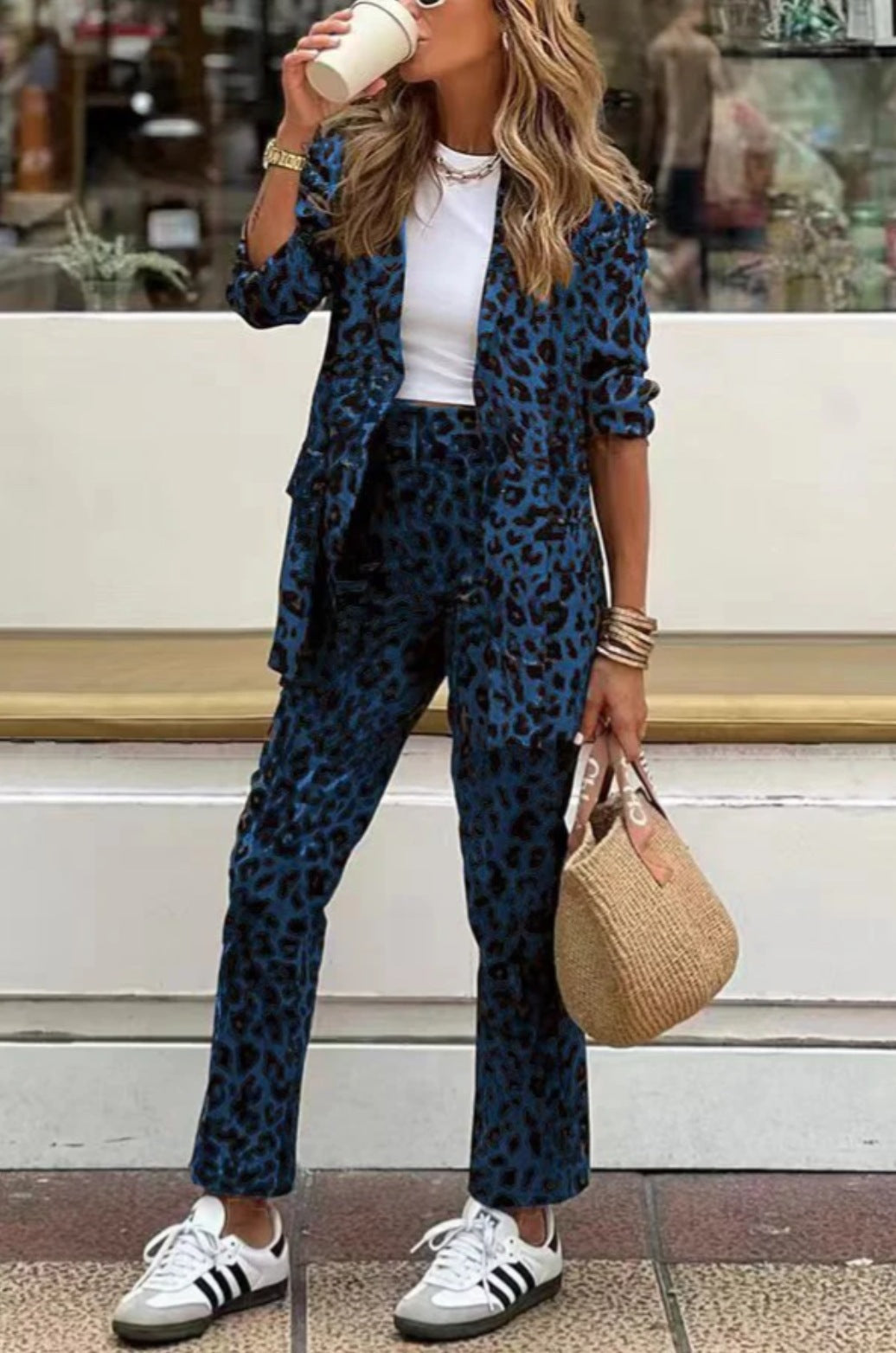 Damen Elegantes Leopardenmuster-Anzugset ModeGeist