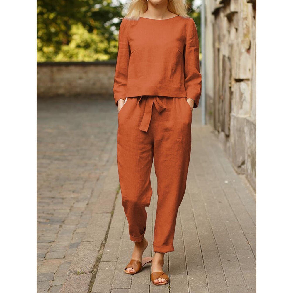 Modischer Damen Leinen-Loungewear-Anzug