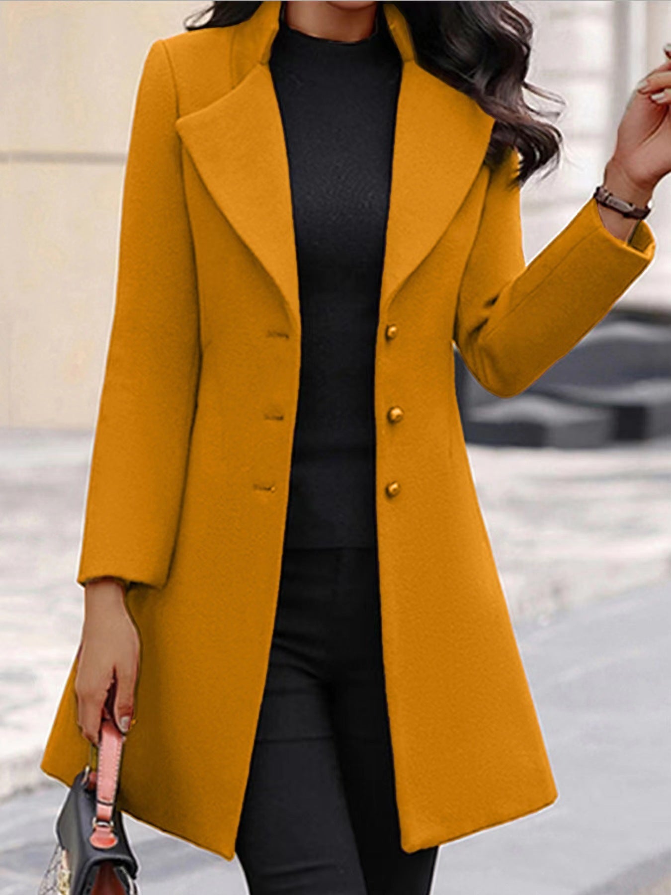 Damen stilvoller und eleganter Blazer-Mantel mit breitem Revers ModeGeist