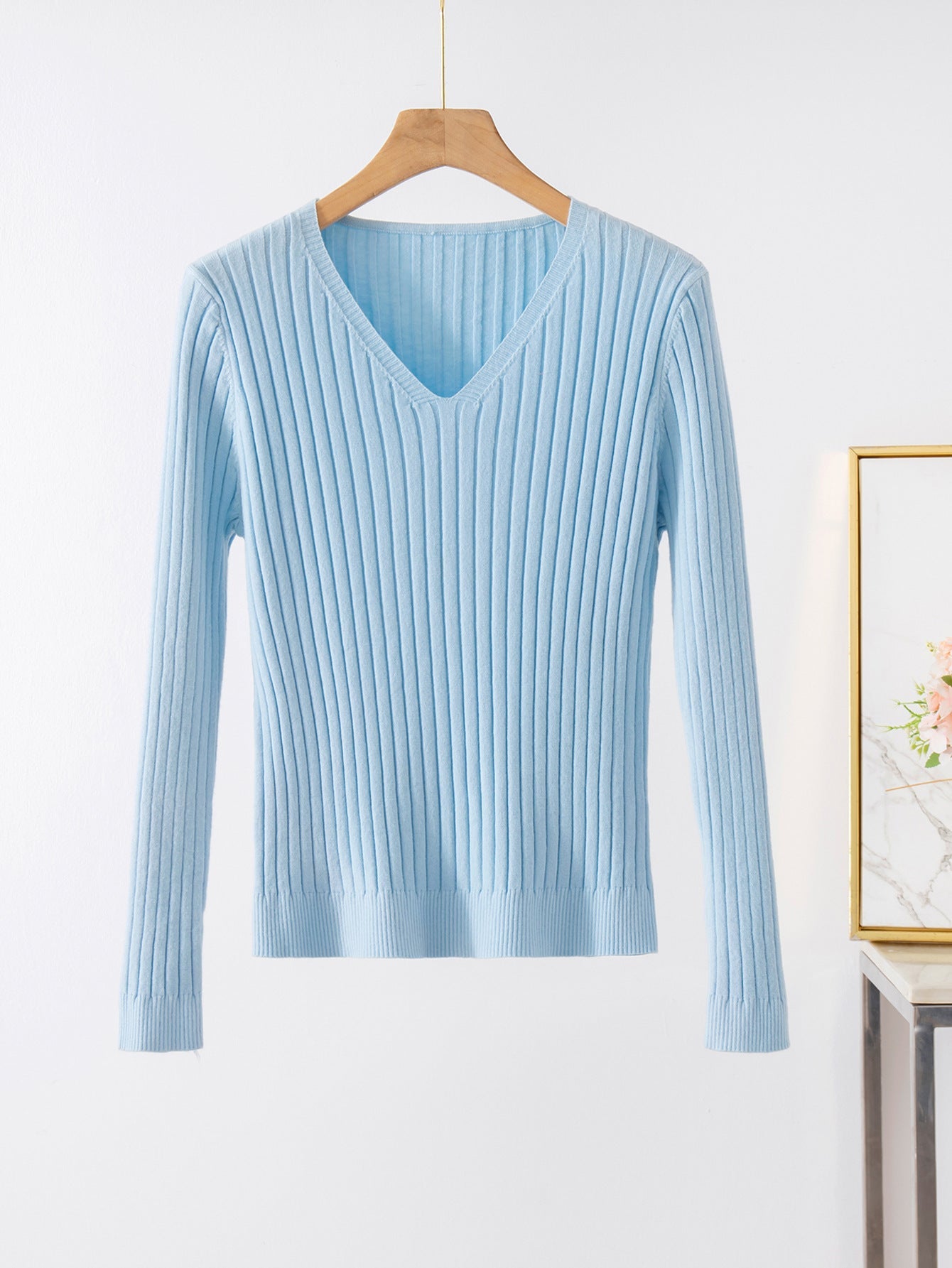 Damen Feinstrickpullover mit V-Ausschnitt und Rippstruktur ModeGeist