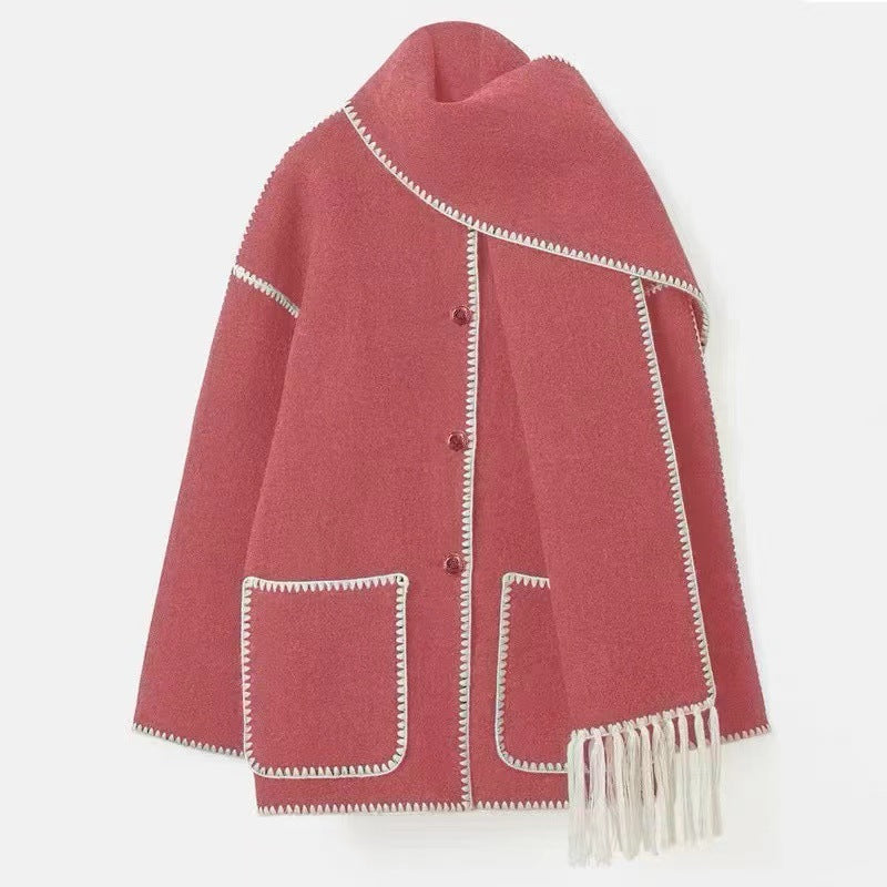 Damen Oversized Strickjacke mit Fransen und Taschen ModeGeist