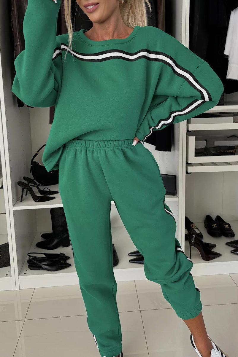 ModeGeist | Vibes Langarm Sweatshirt und Elastische Hose Zweiteiler Satz