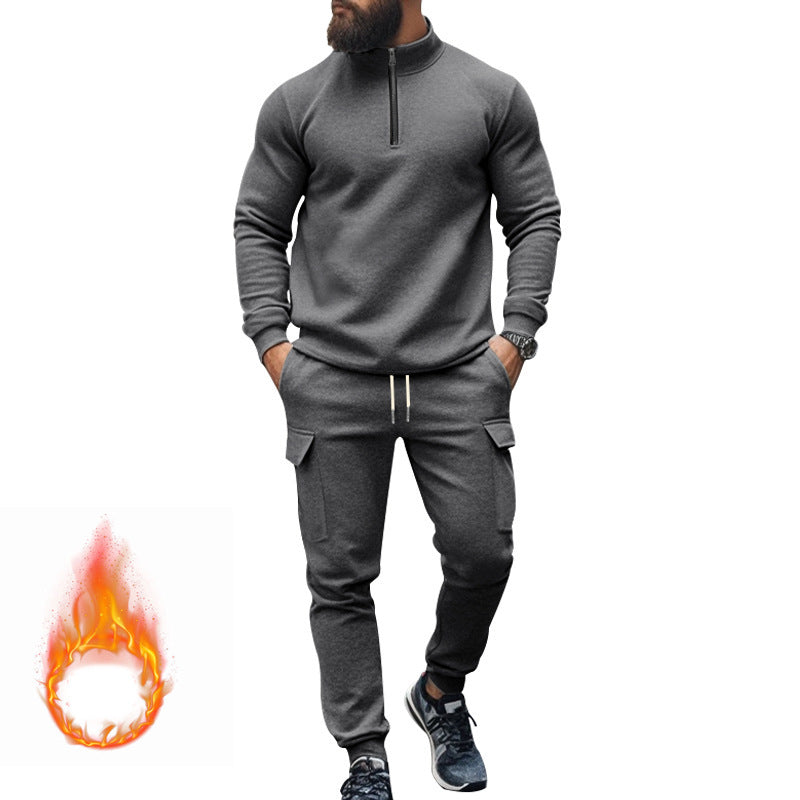 Herren Sportliches Fleece-Set mit funktionalem Reißverschluss und Cargo-Hosen ModeGeist
