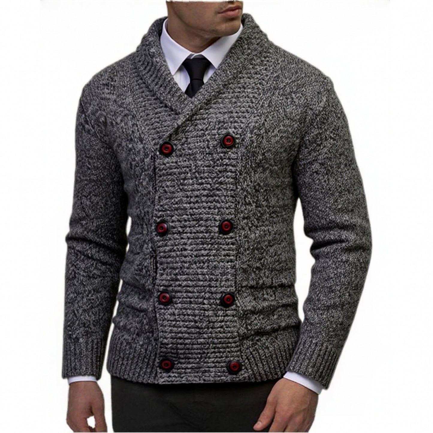 Herren modischer Strickpullover mit doppeltem Knopfverschluss und strukturiertem Design ModeGeist