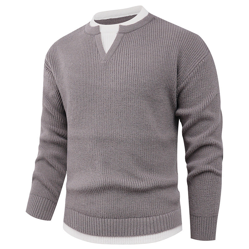 Herren Strickpullover mit V-Ausschnitt und feiner Struktur ModeGeist