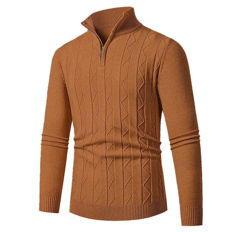 Herren Strickpullover mit stylischem Reißverschluss und Zopfmuster ModeGeist