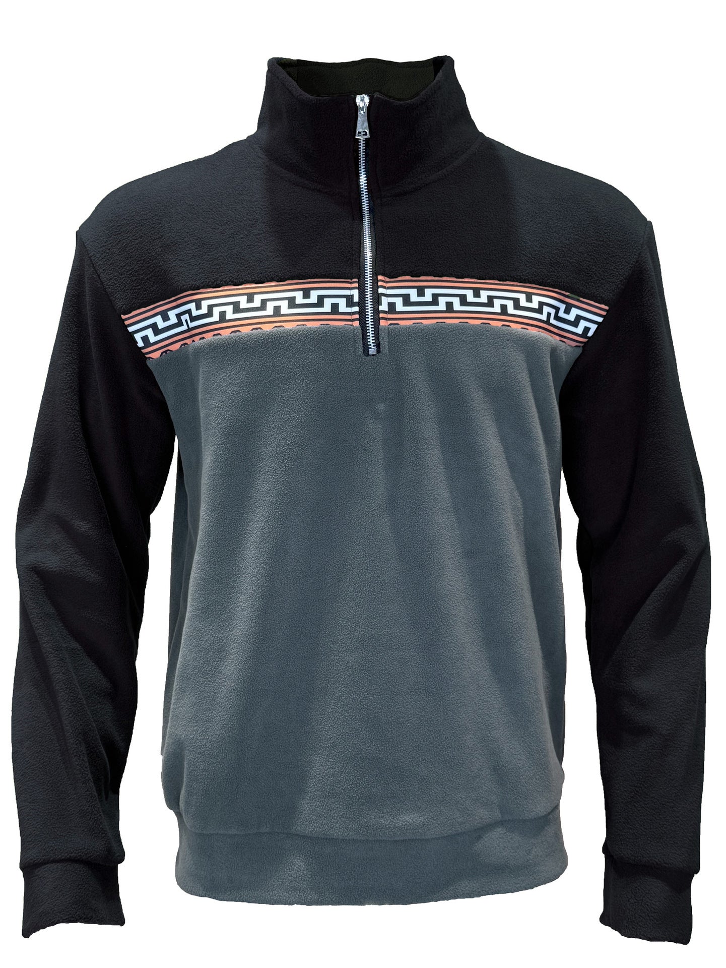 Herren Fleece-Pullover mit stylishem Stehkragen und farblich abgesetztem Muster ModeGeist