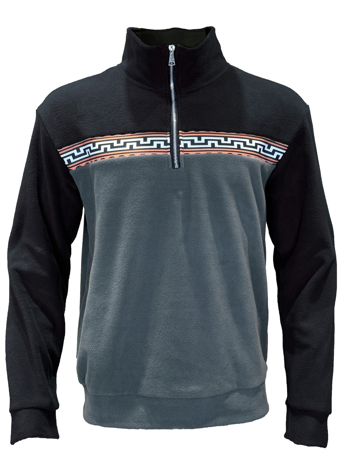 Herren Fleece-Pullover mit stylishem Stehkragen und farblich abgesetztem Muster ModeGeist