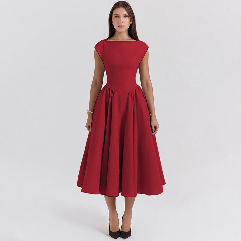 Damen Midi-Kleid mit elegantem A-Linien Schnitt und schickem Quadrat-Ausschnitt ModeGeist