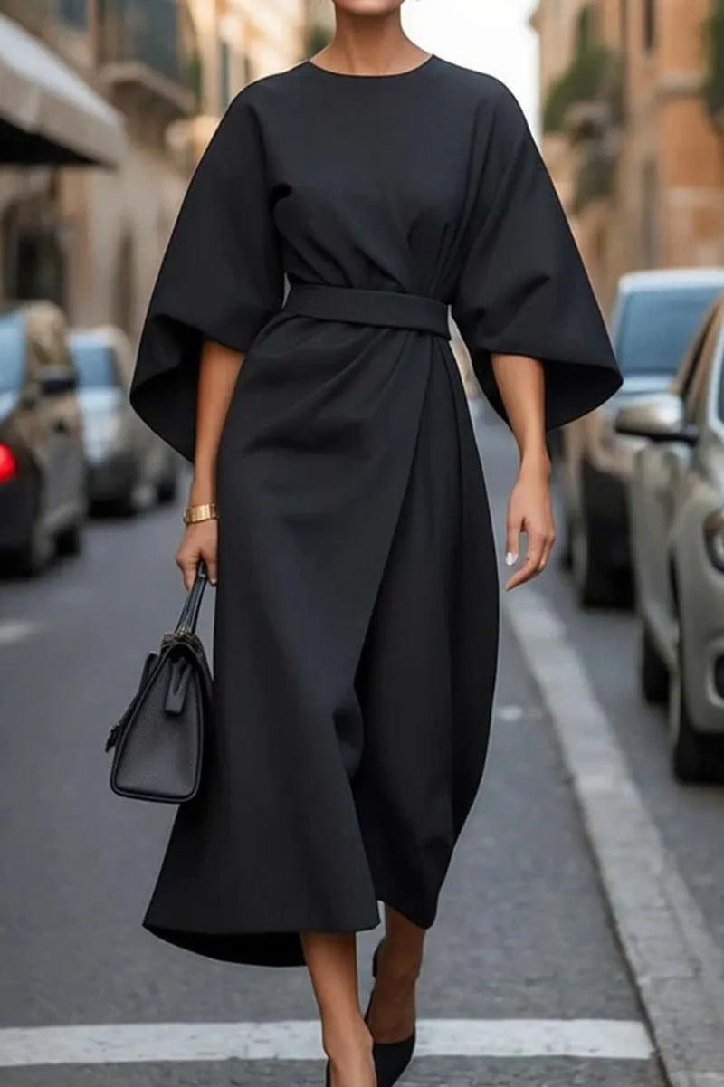 Damen elegantes Maxikleid mit Ballonärmel und tailliertem Schnitt ModeGeist