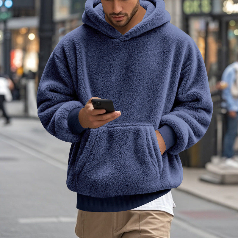 Herren übergroßer Fleece-Hoodie mit Kängurutasche und gemütlichem Schnitt ModeGeist